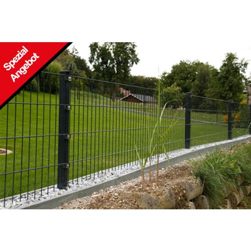 Gartenzaun Set 10 lfm, Farbe: anthrazit, Höhe: 143 cm, Doppelstabmatten 6/5/6 Aktion