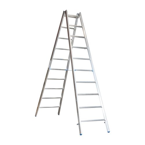 Alu-Sprossen Stehleiter für Maler Mod. M - Sprossenanzahl: 2 x 10, Länge: ca. 3,25 m