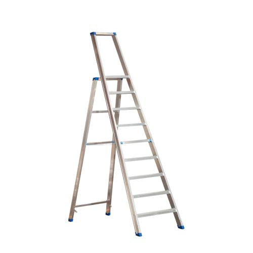 Alu-Stufen Stehleiter Mod. PL - Stufenanzahl: 9, Gesamthöhe mit Bügel: 2,57 m