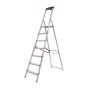 Haushaltsleiter Alu mit Sicherheitsbügel und Ablageschale Mod. KHA - Stufenanzahl: 7, Plattformhöhe: 1,42 m