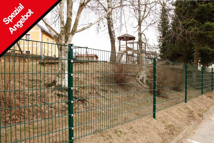 Gartenzaun Set 10 lfm, Farbe: grün, Höhe: 143 cm, Doppelstabmatten 6/5/6 Aktion