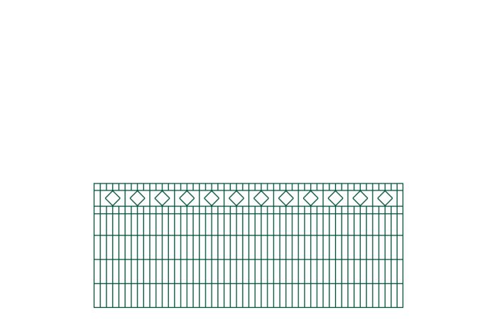 Schmuckzaun Barcelona - Ausführung: grün beschichtet, Höhe: 103 cm, Länge: 251 cm