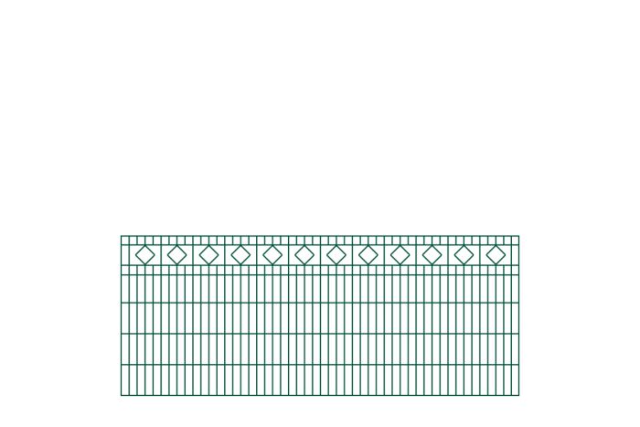 Schmuckzaun Barcelona - Ausführung: grün beschichtet, Höhe: 103 cm, Länge: 251 cm