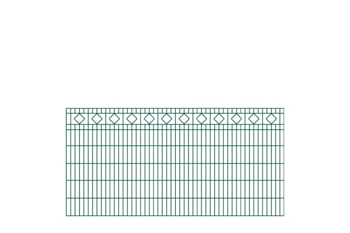 Schmuckzaun Barcelona - Ausführung: grün beschichtet, Höhe: 123 cm, Länge: 251 cm