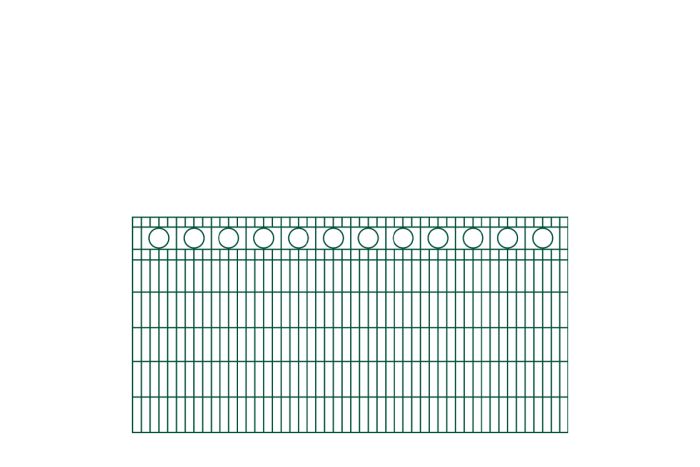 Schmuckzaun Rom - Ausführung: grün beschichtet, Höhe: 123 cm, Länge: 251 cm