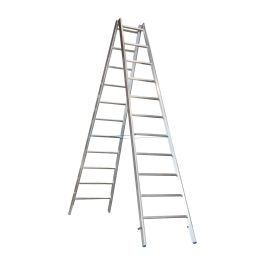 Alu-Sprossen Stehleiter für Maler Mod. M - Sprossenanzahl: 2 x 11, Länge: ca. 3,55 m