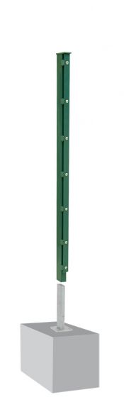 Zaunpfosten Mod. A - Ausführung: grün beschichtet, für Zaunhöhe: 83 cm, Länge: 88,5 cm, Befestigungspunkte: 5