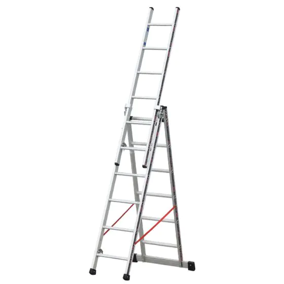 Euro-Profi Mehrzweckleiter 3-tlg. Mod. S307 - Sprossenanzahl: 3 x 6, max. Arbeitshöhe: 5,10 m