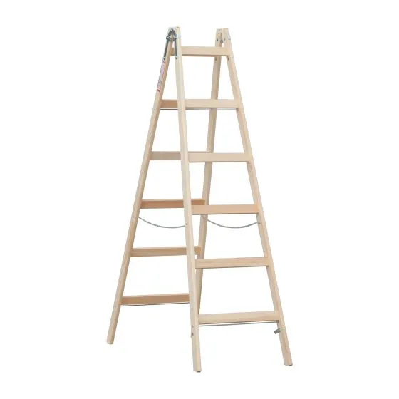 Holzleiter Doppelleiter Mod. HZ - Sprossenanzahl: 2 x 6, Länge: 1,96 m