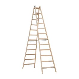 Holzleiter Doppelleiter Mod. HZ - Sprossenanzahl: 2 x 12, Länge: 3,76 m