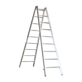 Alu-Sprossen Stehleiter für Maler Mod. M - Sprossenanzahl: 2 x 9, Länge: ca. 2,95 m