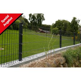 Gartenzaun Set 10 lfm, Farbe: anthrazit, Höhe: 143 cm, Doppelstabmatten 6/5/6 Aktion
