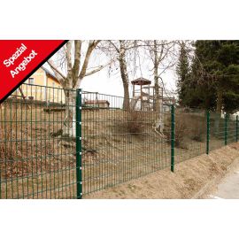 Gartenzaun Set 10 lfm, Farbe: grün, Höhe: 83 cm, Doppelstabmatten 6/5/6 Aktion