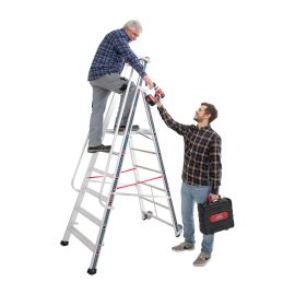 Euro-Profi Alu Podestleiter mit großem Standpodest Mod. S326